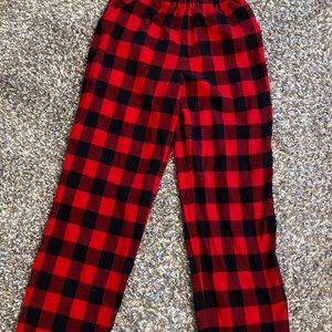 Red and black plaid pajama pants
